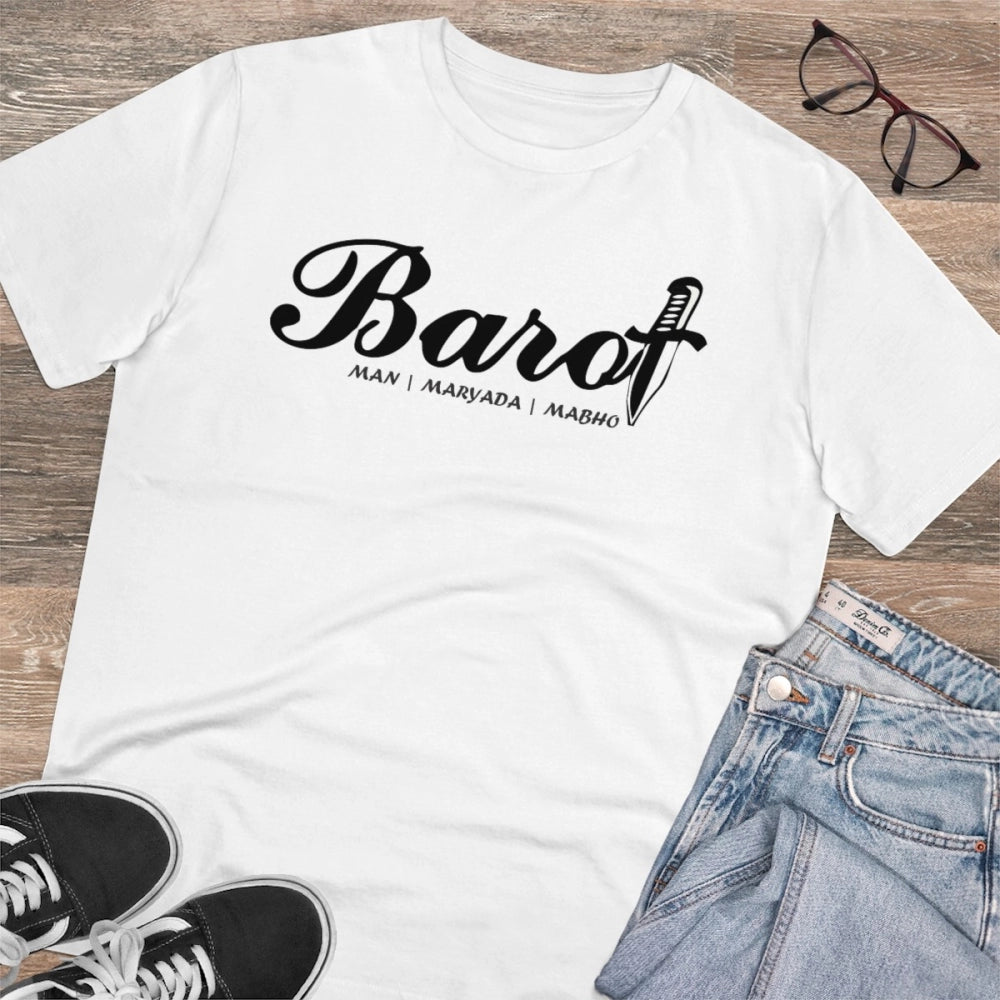 Men'S Pc Cotton Cast Design Barot Printed T Shirt (Color: Whit
