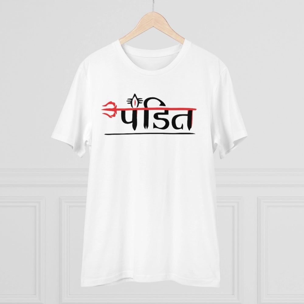 Men'S Pc Cotton Pandit Printed T Shirt (Color: White, Thread C