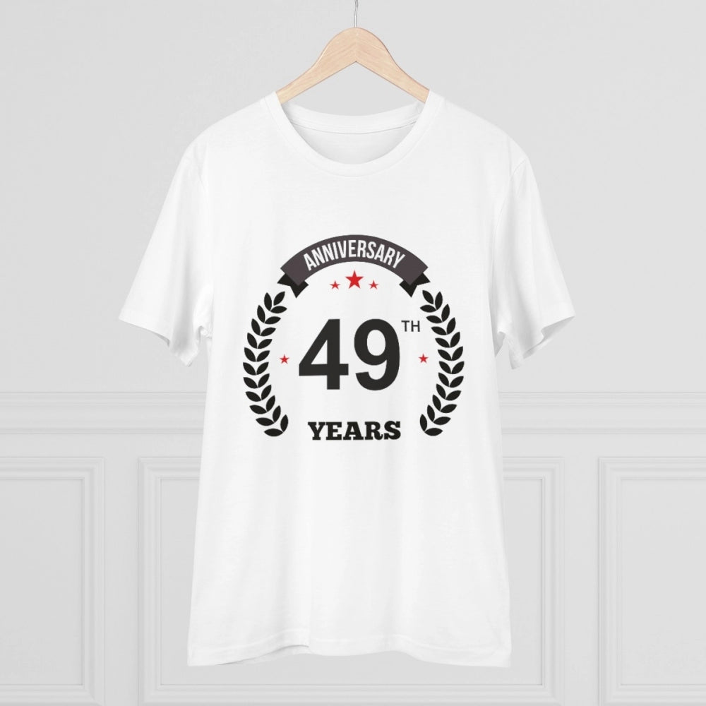Men'S Pc Cotton 49Th Anniversary Printed T Shirt (Color: White