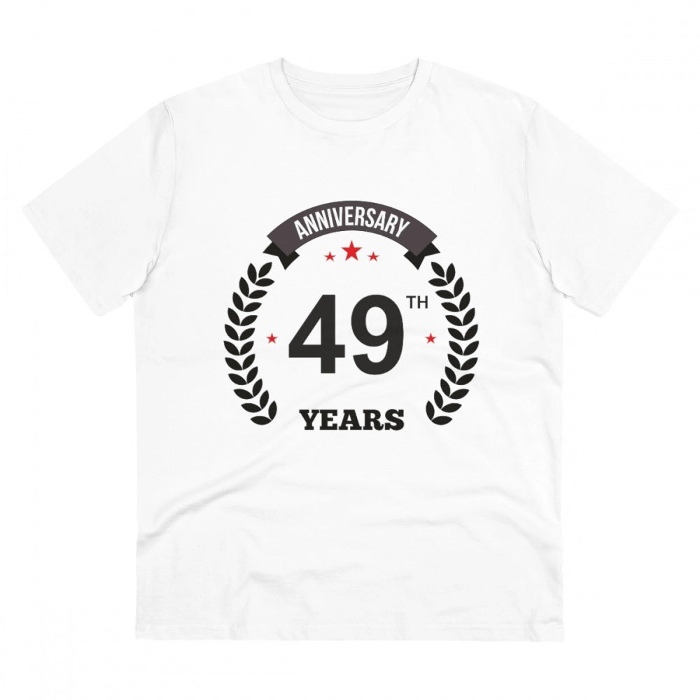 Men'S Pc Cotton 49Th Anniversary Printed T Shirt (Color: White