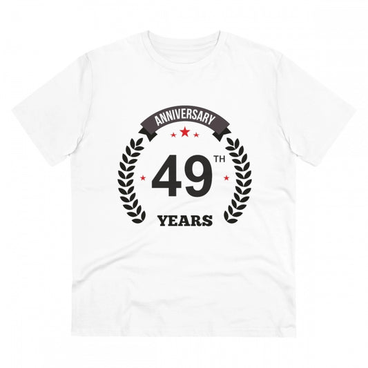 Men'S Pc Cotton 49Th Anniversary Printed T Shirt (Color: White