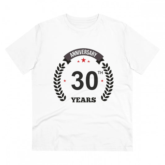 Men'S Pc Cotton 30Th Anniversary Printed T Shirt (Color: White