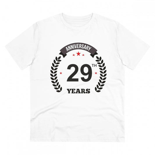 Men'S Pc Cotton 29Th Anniversary Printed T Shirt (Color: White