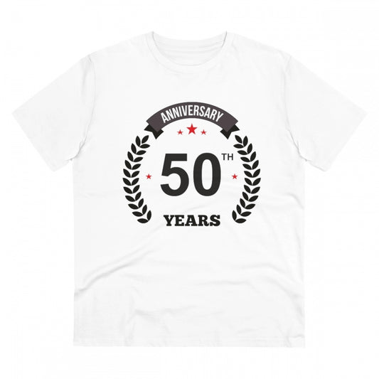Men'S Pc Cotton 50Th Anniversary Printed T Shirt (Color: White