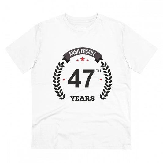Men'S Pc Cotton 47Th Anniversary Printed T Shirt (Color: White