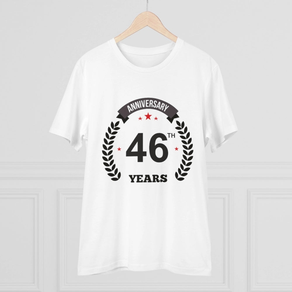 Men'S Pc Cotton 46Th Anniversary Printed T Shirt (Color: White