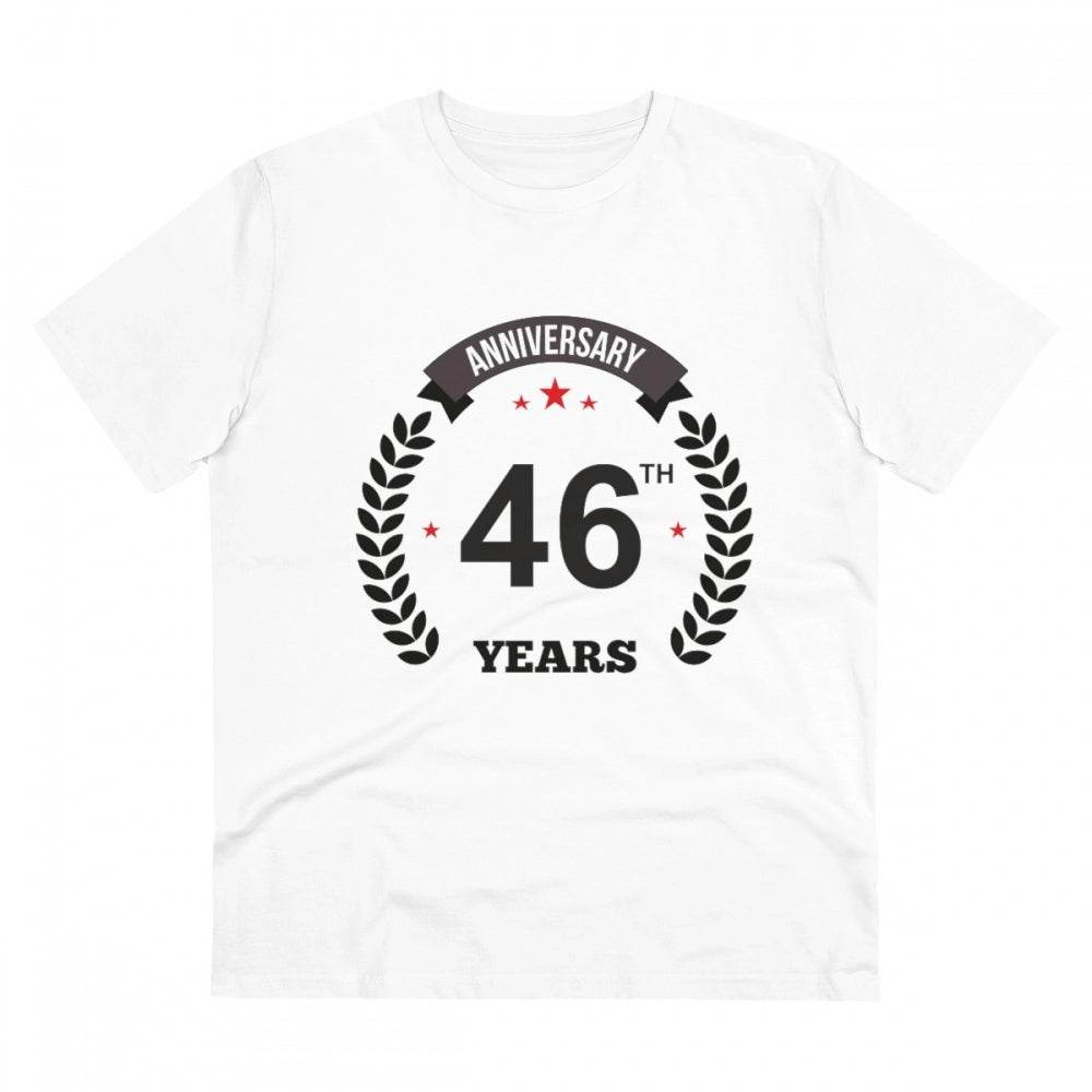 Men'S Pc Cotton 46Th Anniversary Printed T Shirt (Color: White