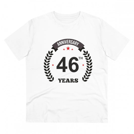 Men'S Pc Cotton 46Th Anniversary Printed T Shirt (Color: White