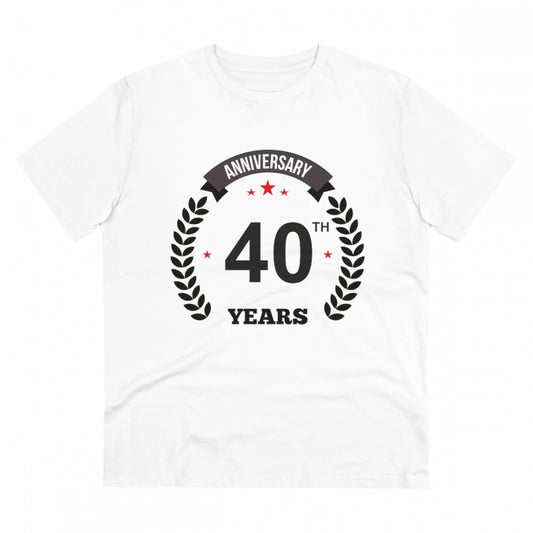 Men'S Pc Cotton 40Th Anniversary Printed T Shirt (Color: White