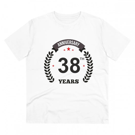 Men'S Pc Cotton 38Th Anniversary Printed T Shirt (Color: White