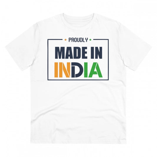 Men'S Pc Cotton Made In India Printed T Shirt (Color: White, T