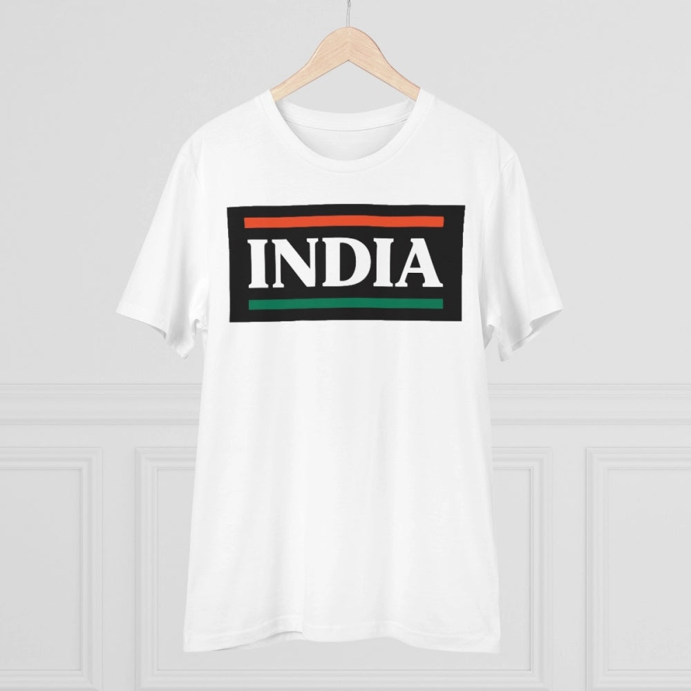 Men'S Pc Cotton India Printed T Shirt (Color: White, Thread Co