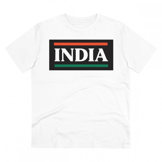 Men'S Pc Cotton India Printed T Shirt (Color: White, Thread Co