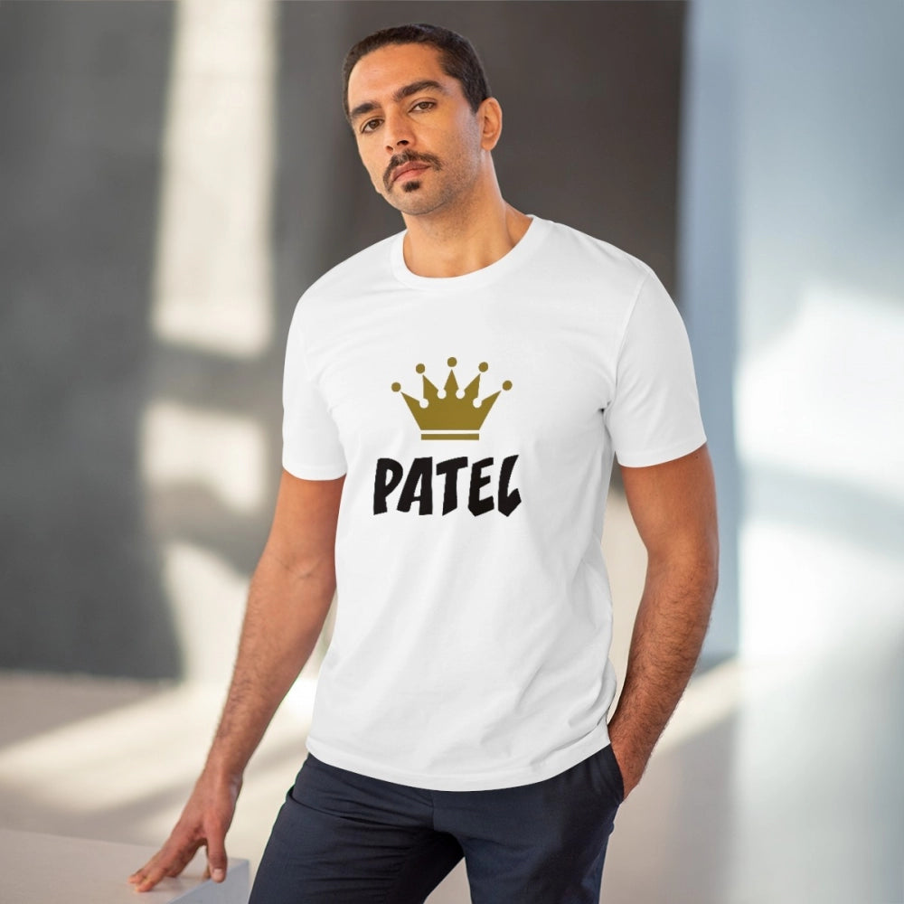 Men'S Pc Cotton Patel Printed T Shirt (Color: White, Thread Co