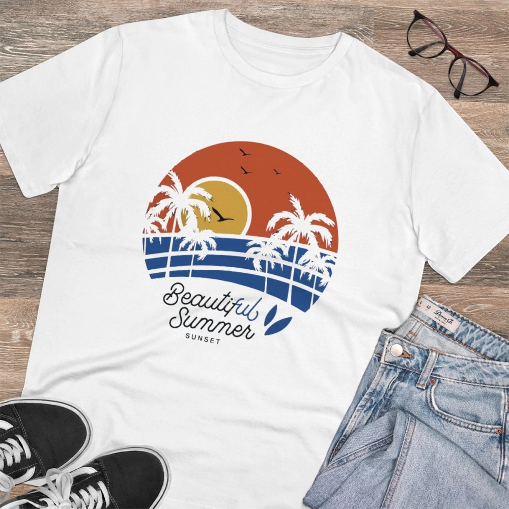 Men'S Pc Cotton Beautiful Summer Printed T Shirt (Color: White