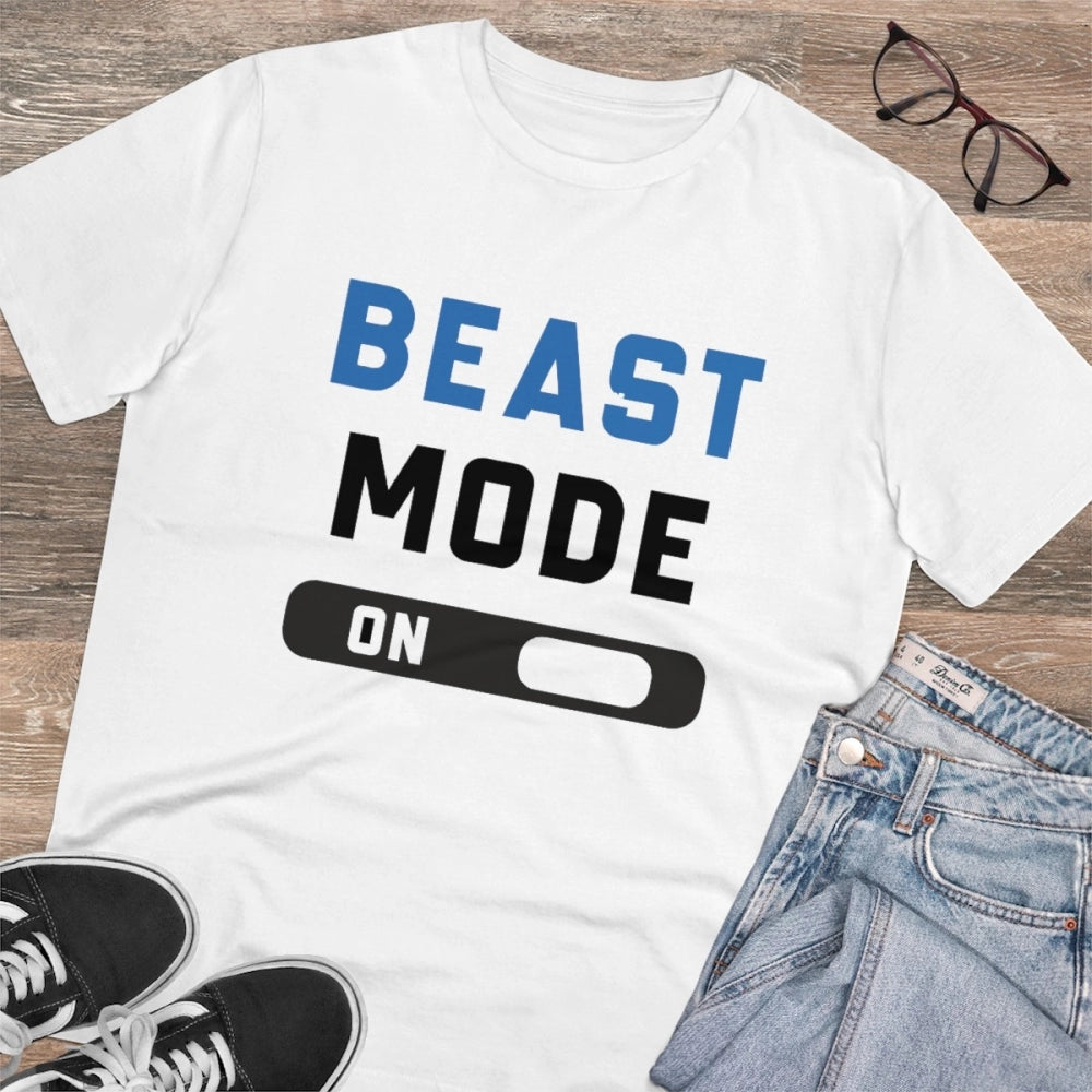 Men'S Pc Cotton Beast Mode On Printed T Shirt (Color: White, T