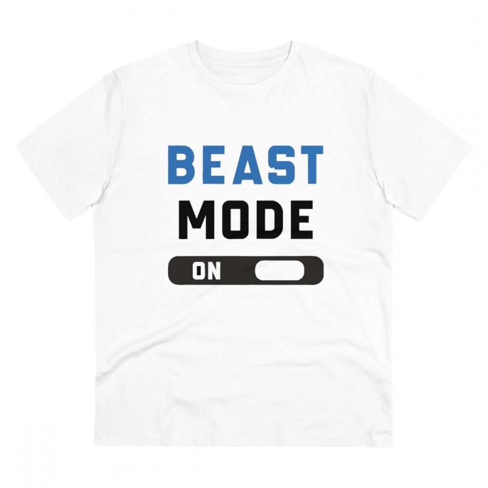 Men'S Pc Cotton Beast Mode On Printed T Shirt (Color: White, T