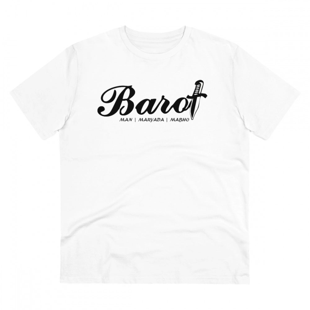 Men'S Pc Cotton Cast Design Barot Printed T Shirt (Color: Whit