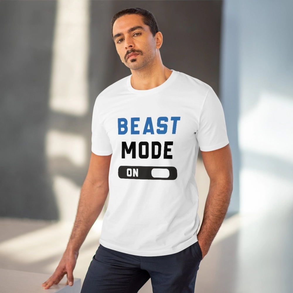Men'S Pc Cotton Beast Mode On Printed T Shirt (Color: White, T