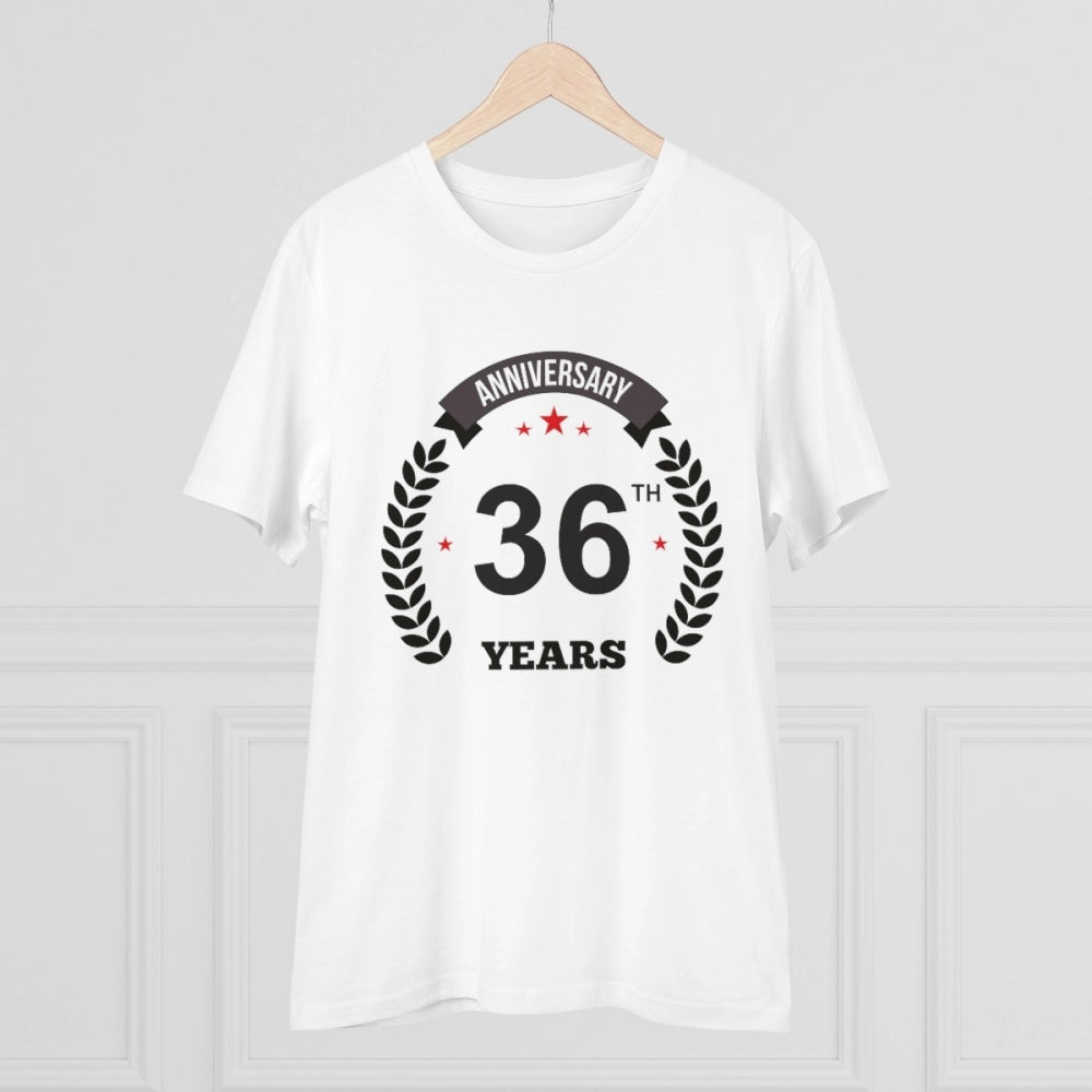 Men'S Pc Cotton 36Th Anniversary Printed T Shirt (Color: White