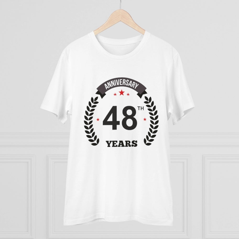 Men'S Pc Cotton 48Th Anniversary Printed T Shirt (Color: White