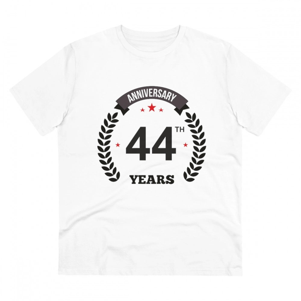 Men'S Pc Cotton 44Th Anniversary Printed T Shirt (Color: White