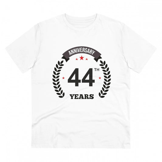 Men'S Pc Cotton 44Th Anniversary Printed T Shirt (Color: White