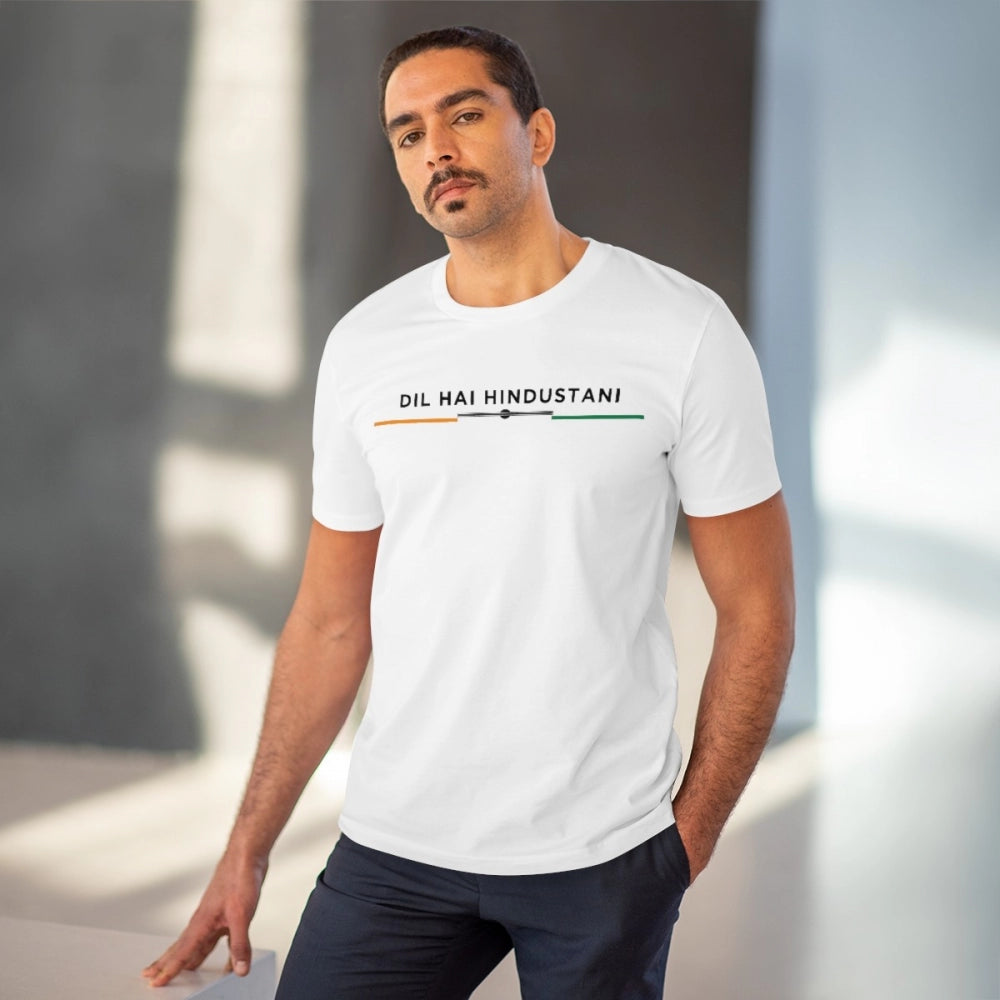 Men'S Pc Cotton Dil Se Hindustani Printed T Shirt (Color: Whit