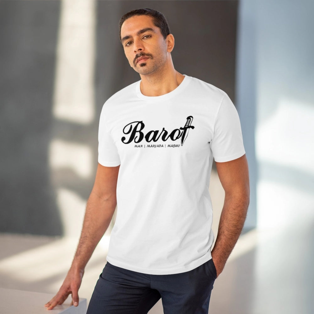 Men'S Pc Cotton Cast Design Barot Printed T Shirt (Color: Whit