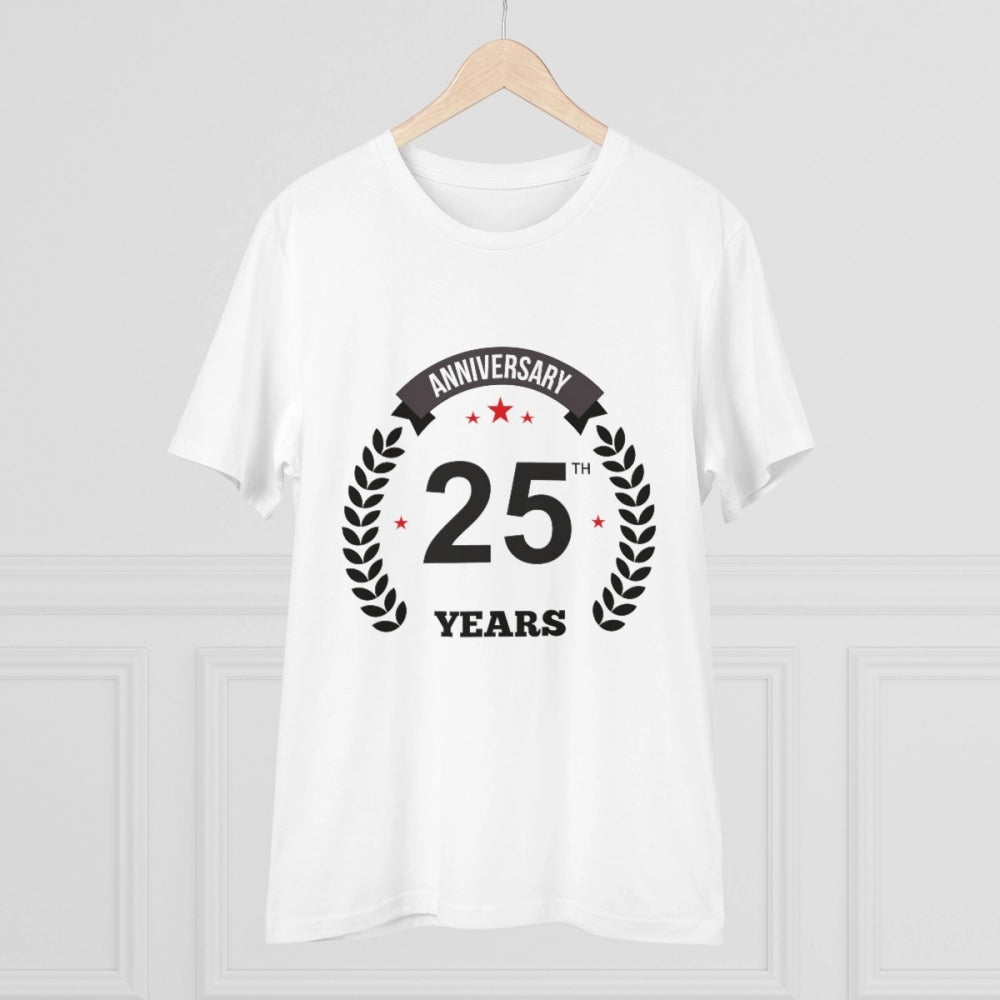 Men'S Pc Cotton 25Th Anniversary Printed T Shirt (Color: White