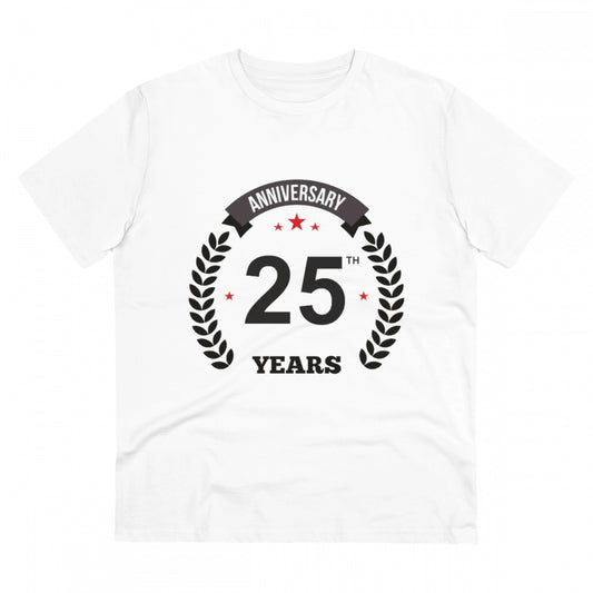 Men'S Pc Cotton 25Th Anniversary Printed T Shirt (Color: White