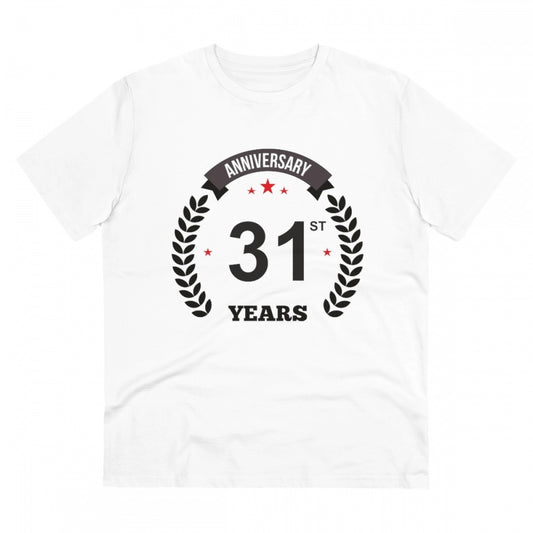 Men'S Pc Cotton 31St Anniversary Printed T Shirt (Color: White