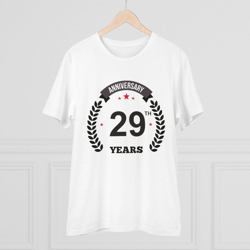 Men'S Pc Cotton 29Th Anniversary Printed T Shirt (Color: White