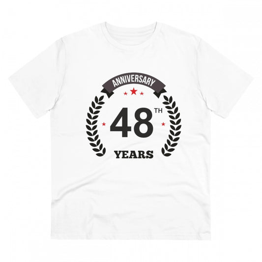 Men'S Pc Cotton 48Th Anniversary Printed T Shirt (Color: White