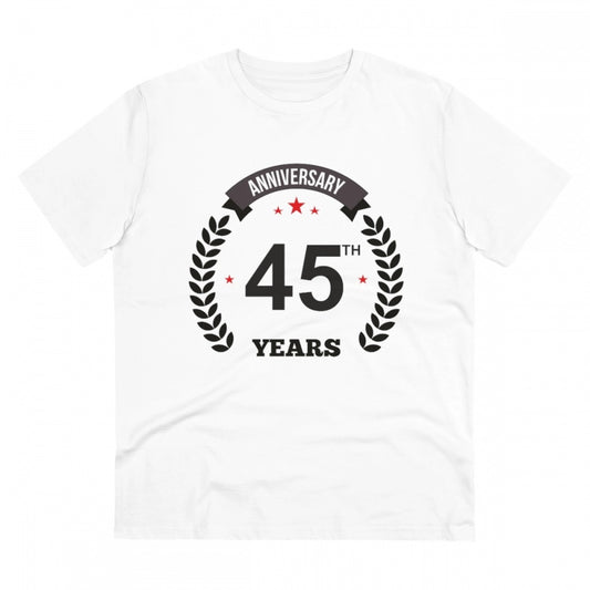 Men'S Pc Cotton 45Th Anniversary Printed T Shirt (Color: White