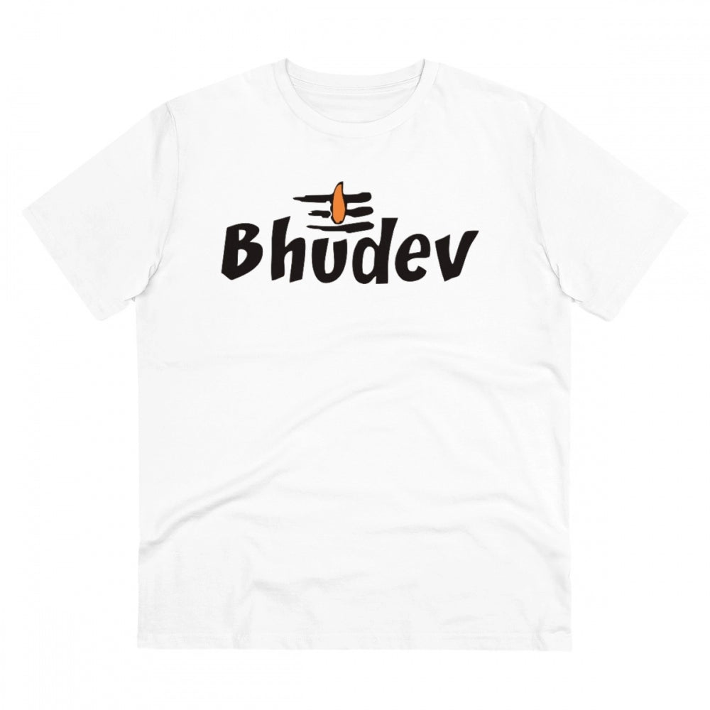 Men'S Pc Cotton Bhudev Printed T Shirt (Color: White, Thread C