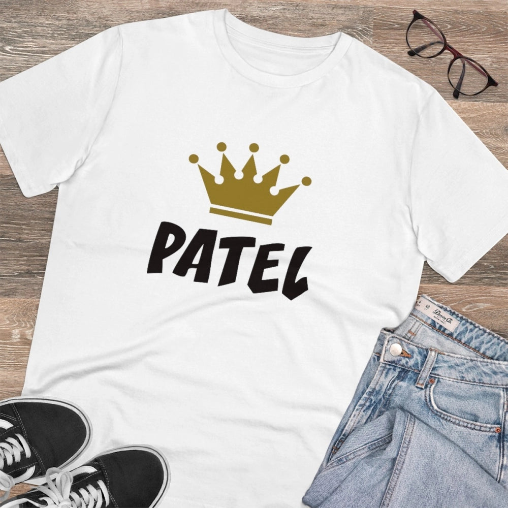 Men'S Pc Cotton Patel Printed T Shirt (Color: White, Thread Co
