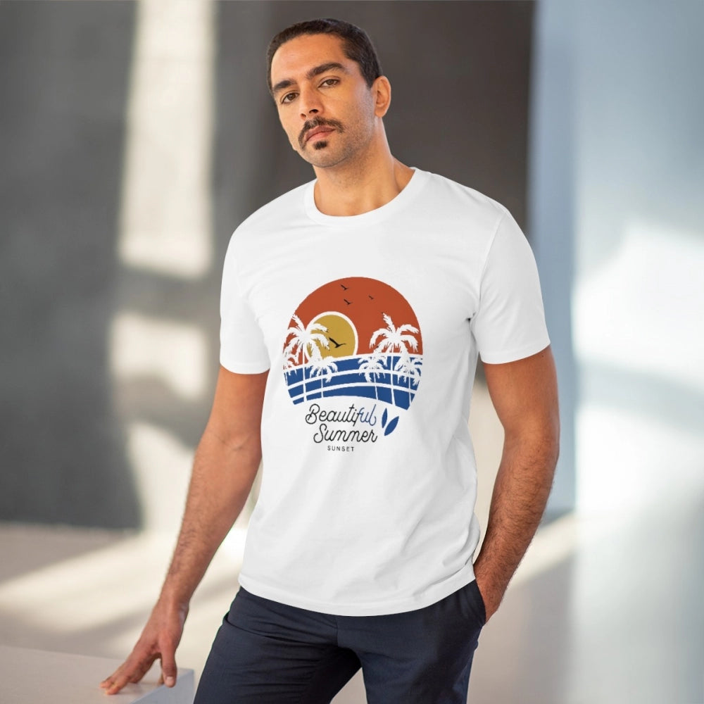 Men'S Pc Cotton Beautiful Summer Printed T Shirt (Color: White