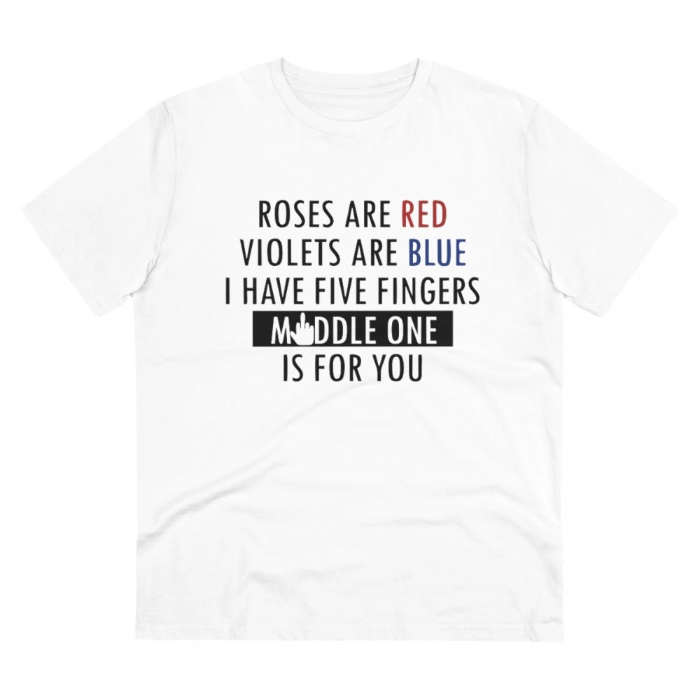 Men'S Pc Cotton Roses Are Red Printed T Shirt (Color: White, T
