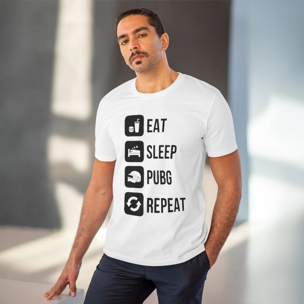 Men'S Pc Cotton Eat Sleep Pubg Repeat Printed T Shirt (Color
