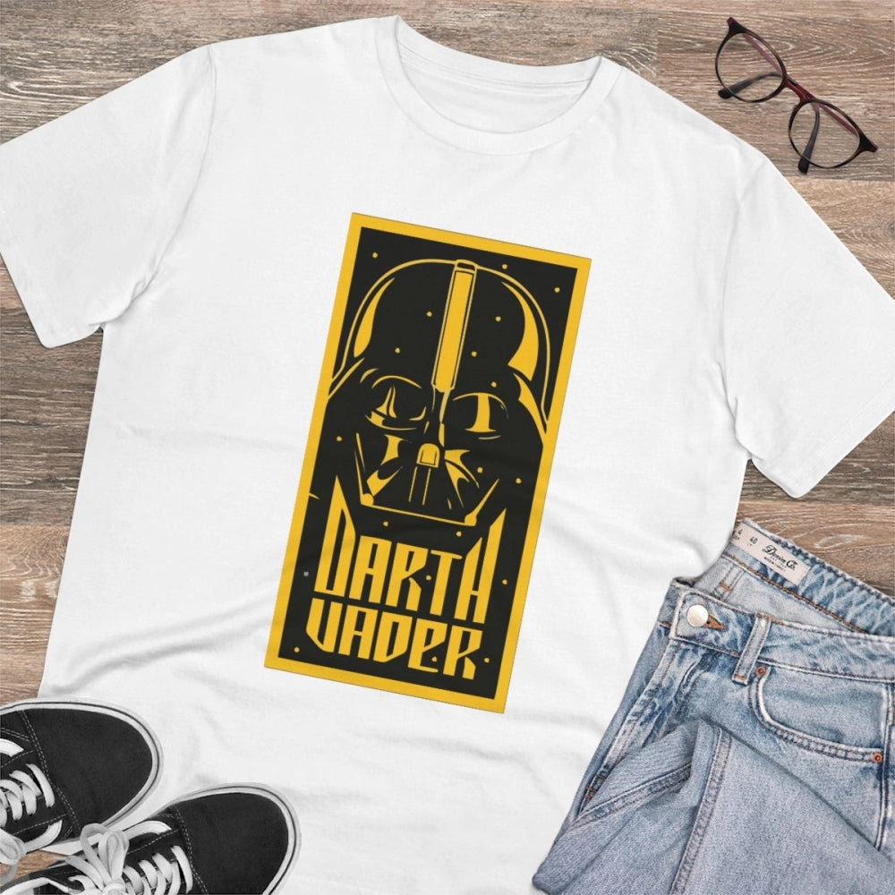 Men'S Pc Cotton Darth Vader Printed T Shirt (Color: White, Thr