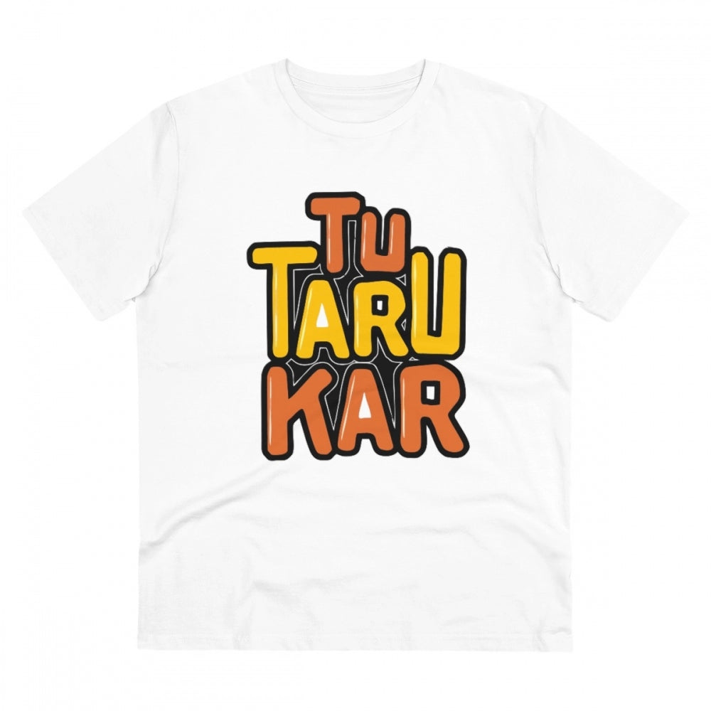 Men'S Pc Cotton Tu Taru Kar Printed T Shirt (Color: White, Thr