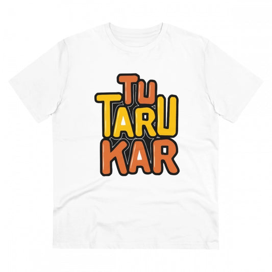 Men'S Pc Cotton Tu Taru Kar Printed T Shirt (Color: White, Thr