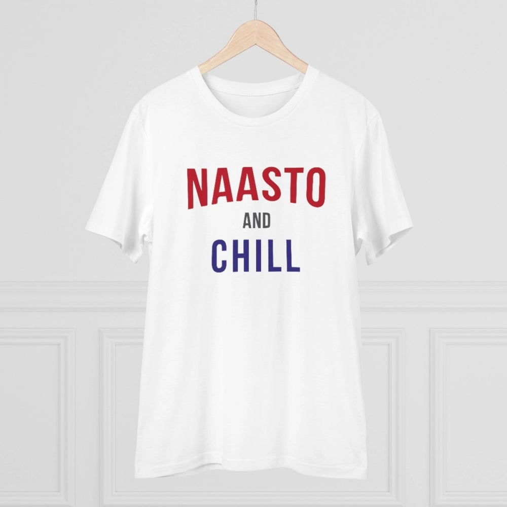 Men'S Pc Cotton Nasto And Chill Printed T Shirt (Color: White,