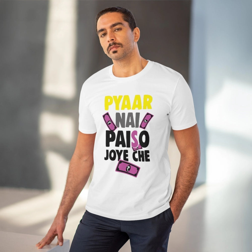 Men'S Pc Cotton Pyaar Nay Paisa Joy Che Printed T Shirt (Color