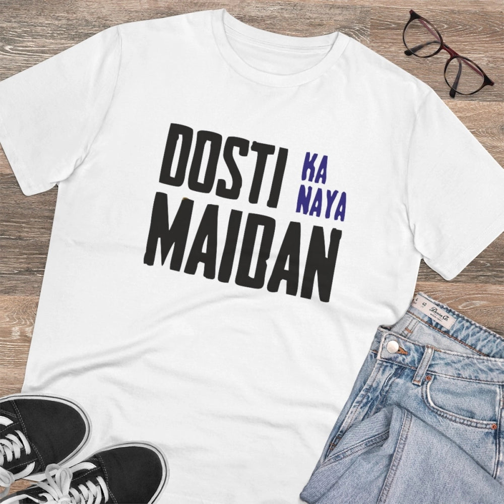 Men'S Pc Cotton Dosti Ka Naya Maidan Printed T Shirt (Color: W