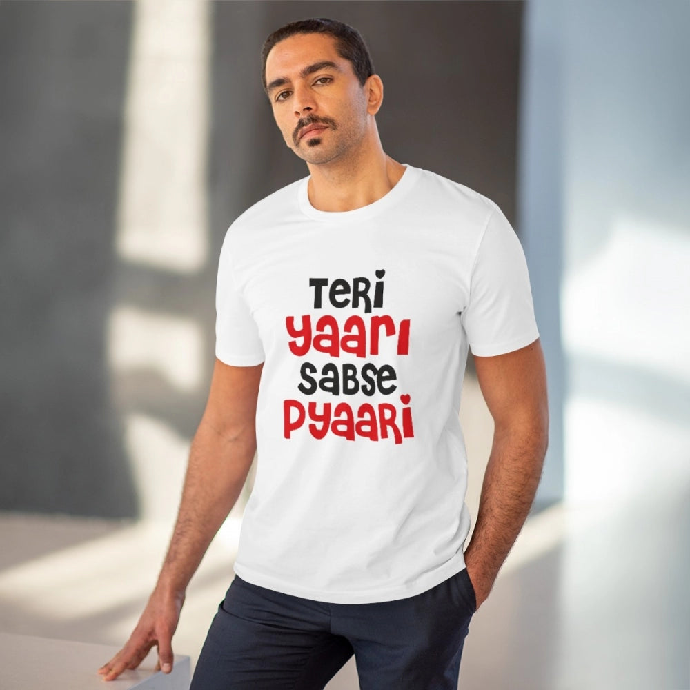 Men'S Pc Cotton Teri Yaari Sabse Pyaari Printed T Shirt (Color