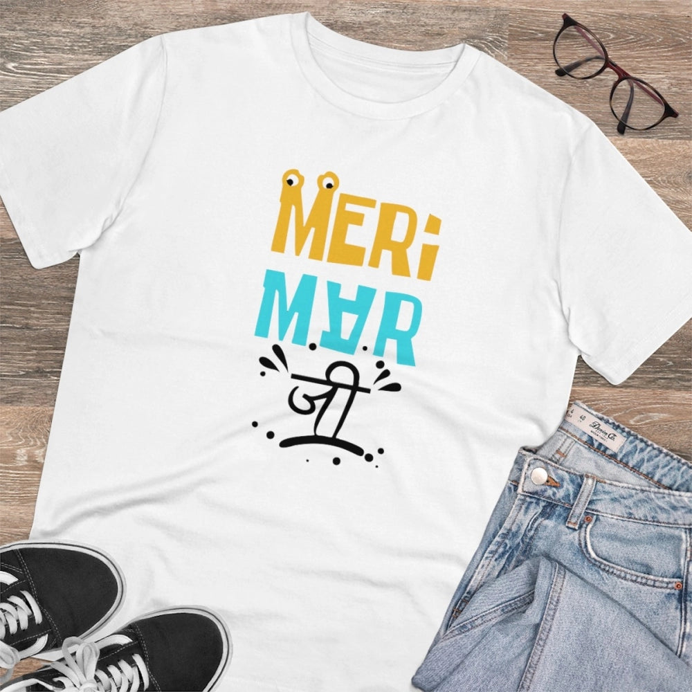 Men'S Pc Cotton Meri Marji Printed T Shirt (Color: White, Thre