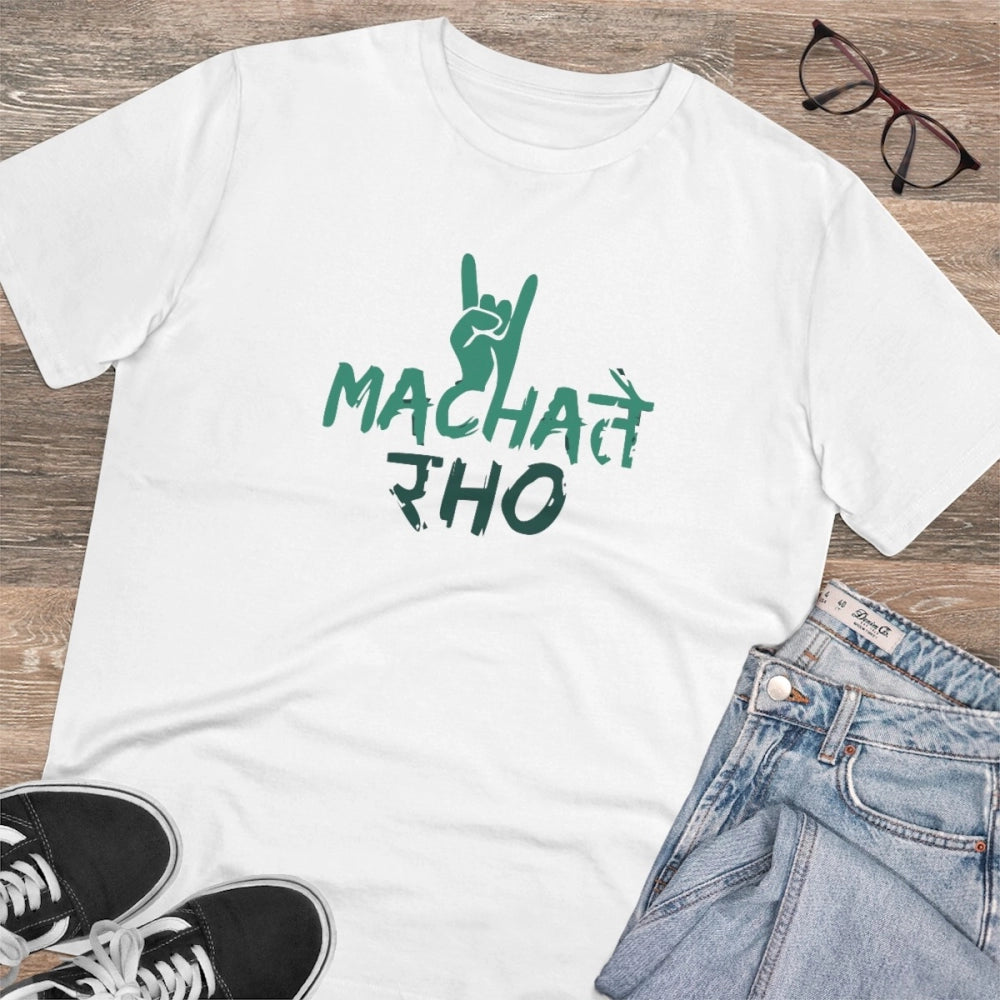 Men'S Pc Cotton Machate Raho Printed T Shirt (Color: White, Th