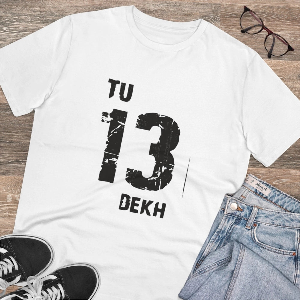 Men'S Pc Cotton Tu 13 Dekh Printed T Shirt (Color: White, Thre